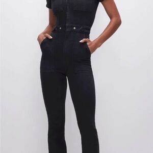 Good American Women's Black Denim Jumpsuit